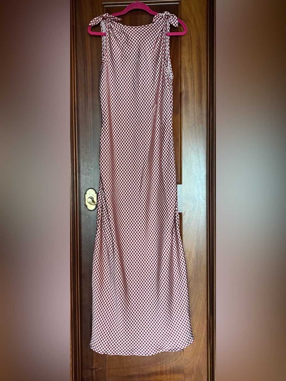 CAROLINE CONSTAS Mariselle Red Gingham Maxi Dress size L Large (Doen ) - Picture 6 of 8